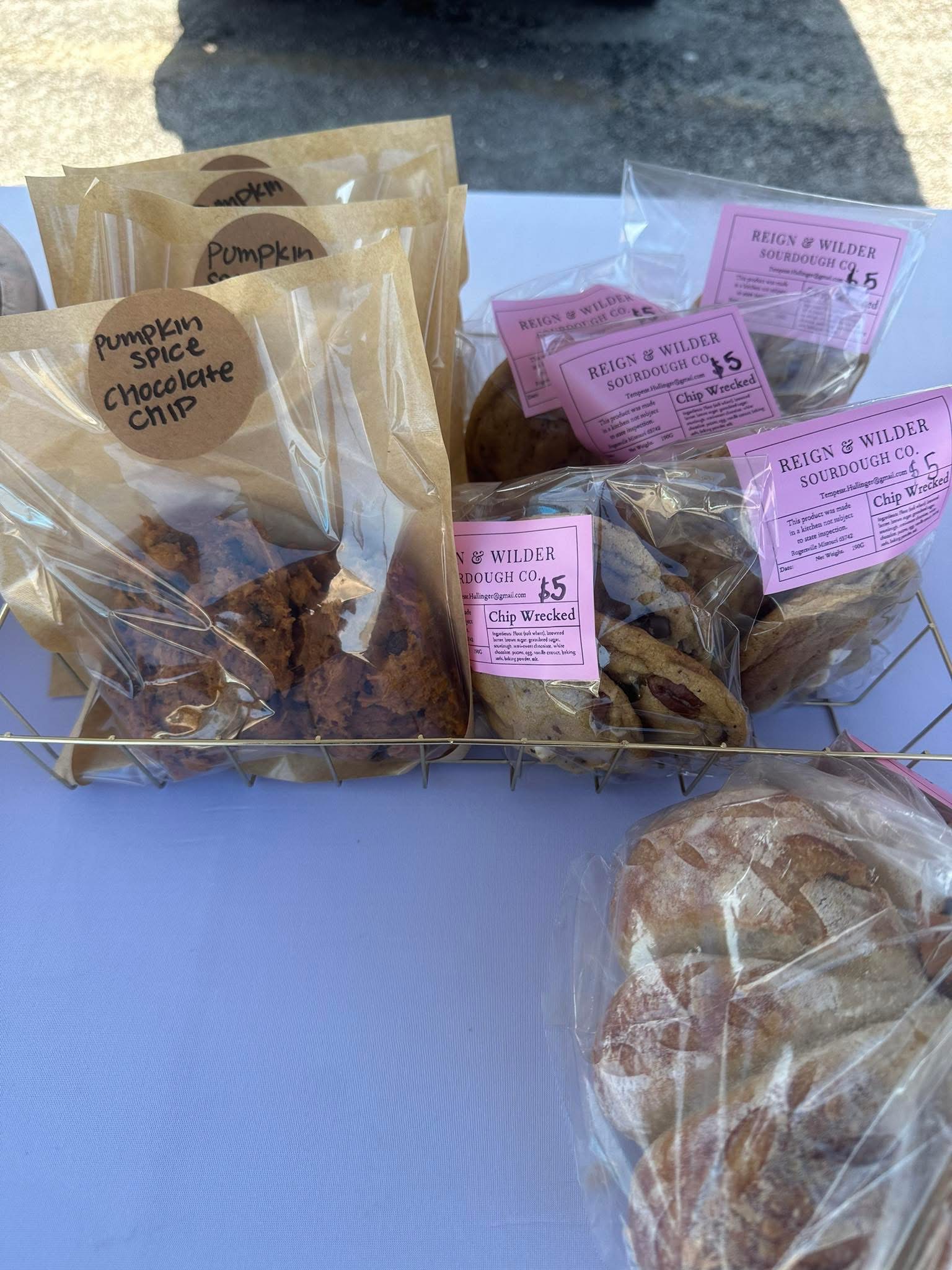 Seasonal cookies basket at a Reign and Wilder table