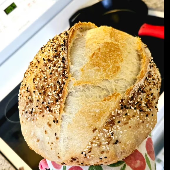Everything seasoning sourdough loaf from Reign and Wilder