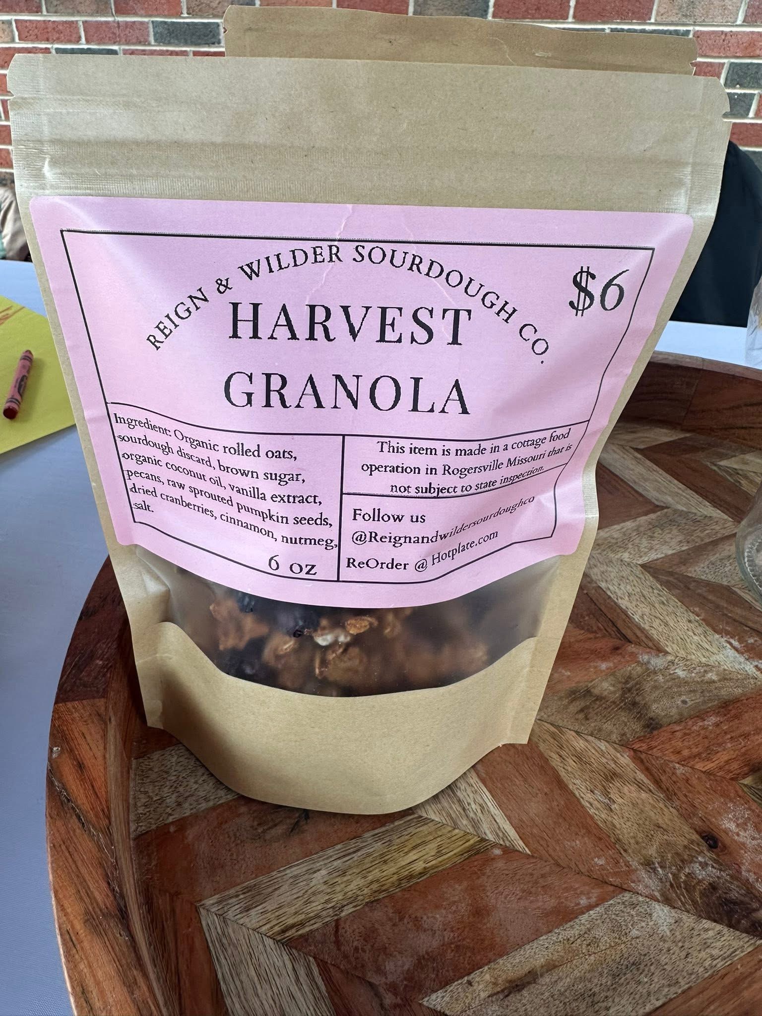 Classic honey oat sourdough granola from Reign and Wilder