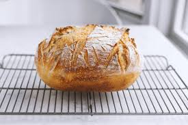 Cooling rack with a finished sourdough loaf